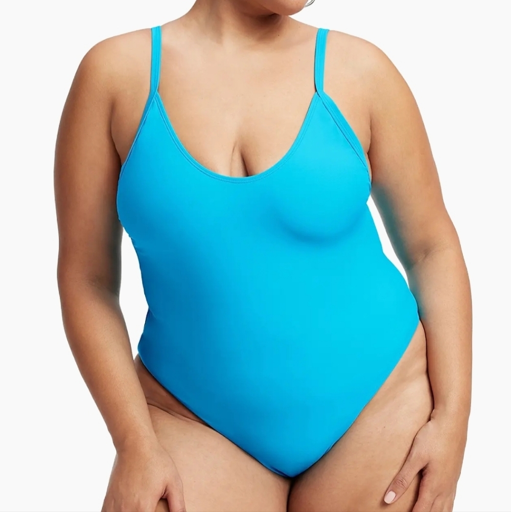 Good American Blue One-Piece Swimsuit Sz 8 (4XL-5XL)